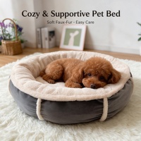 Canapé-lit orthopédique en velours côtelé de qualité supérieure pour petits chiens et chats, avec motif uni et rembourrage en polyester