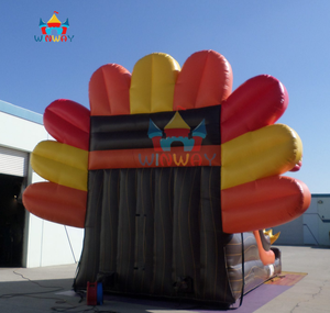 Toboggan aquatique gonflable Thanksgiving Turkey - Toboggan à deux voies sur le thème de l'automne pour les enfants pour les fêtes de plein air - Product Image 6