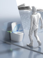 Toilette intelligente de luxe à usage complet, glaçure noire, forme carrée, toilette intelligente automatique intelligente avec nettoyage par buse UV