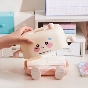 Cute Tissue Box Blue Cartoon Design For Living Room Bathroom Desktop Use Pull Out Tissues Storage - Product Image 3