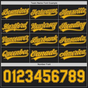 Custom Baseball Jersey Black Yellow Polyester Short Sleeve Personalized V-Neck Button <b>Down</b> Moisture Wicking Unisex - Product Image 3