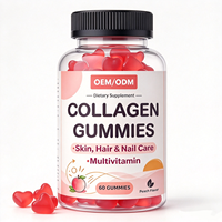 Gummies de collagène à marque privée OEM, 60 unités, saveur pêche, avec supplément alimentaire multivitaminé