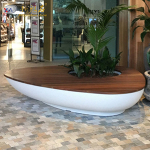 New Magic Stone Outdoor Oval Tree Pit Bench With Wood Top High Performance Concrete For Landscape Engineering - Product Image 3