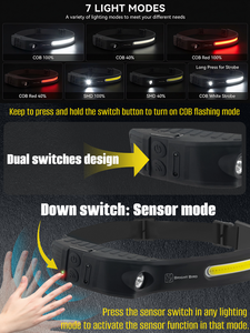 Linterna <span class=keywords><strong>Frontal</strong></span> Impermeable USB Recargable con Batería 18650 y Lámpara LED COB - Product Image 6