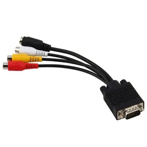 Cable adaptador Premium D-Sub de 15 pines VGA a RCA compuesto A/V + S-Video