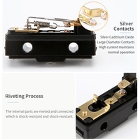 Micro-interrupteur à action rapide AZ-7120 avec levier articulé long, SPDT 1NO1NC 10A 250VAC, interrupteur de fin de course encastré pour applications industrielles