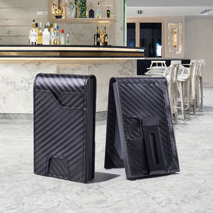 2025 RFID fibre de carbone mince à trois volets en cuir PU <span class=keywords><strong>porte</strong></span>-cartes hommes Smart noir portefeuille Apple pour AirTag pour <span class=keywords><strong>porte</strong></span>-monnaie de <span class=keywords><strong>carte</strong></span> de crédit - Product Image 3