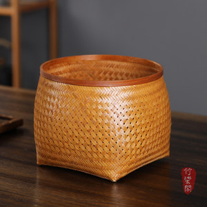 <b>Bamboo</b> Woven Storage Basket Polygon Shape Lacquered Guizhou Handmade For Living Room Neatening - Product Image 1