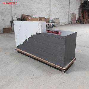 2024 नया डिज़ाइन सीधे आकार का रिसेप्शन हॉल कृत्रिम पत्थर रिसेप्शन डेस्क काउंटर - Product Image 3