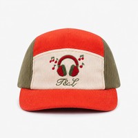 Casquette en velours côtelé et nylon imperméable à 7 panneaux avec patch chenille logo personnalisé, visière plate, style vintage, vente en gros, fournisseur OEM, usine