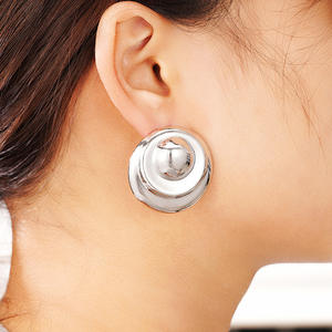 Boutons ronds classiques en or blanc E3940, plaqués sans nickel - Product Image 6