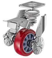 Roulettes pivotantes rouges pour sols difficiles, 4, 5, 6, 8 pouces, noyau intérieur en PP, cache-poussière intégré, capacité de 260 kg par roue, roulement fluide, roulettes industrielles
