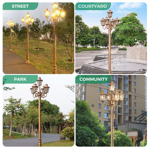 Tùy chỉnh ngoài trời 5 đầu cổ điển vườn cực Ánh Sáng IP65 không thấm nước cổ cực ánh sáng nhôm trang trí chiếu sáng đường phố - Product Image 5