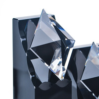 Nouveau Trophée K9 en Verre Cristal Noir Diamanté, Base Ovale, Style Sportif, Poli avec Impression UV, Boîte Cadeau