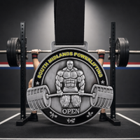 Pabrik Medali Olahraga Powerlifting Kustom Grosir Medali 3D Relief Bent Barbell Open Championship Antik Perak Paduan Seng