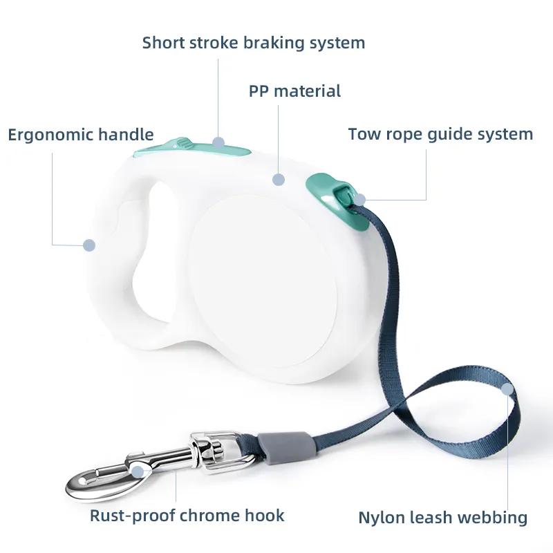 新しいプロモーション5mナイロン調節可能な子犬格納式犬用安全リーシュ高品質
