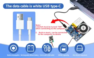 Kontrol tombol tekan langsung pabrik modul suara aktif mikrofon modul suara dapat diunduh USB dengan Speaker 1W untuk mainan mewah