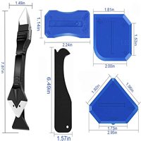 Kit d'outils de calfeutrage manuel en silicone HAIHUA, tête en acier inoxydable, outil de décapage de mastic, couteau à mastic, 3 grattoirs pour coins de verre, outil de jointoiement