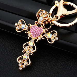 Lüks Kristal Taşlı Hristiyan Anahtarlık, Işıltılı Anahtarlık, İsa Dini Tılsımlı Hediyeler, Parıldayan Haç Anahtarlık - Product Image 3