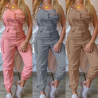Haute qualité femmes ceinture sans manches jarretelles pantalon leggings minimalistes vêtements de travail combinaison pantalon