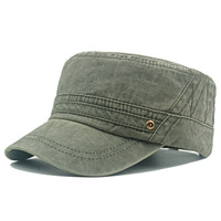 Casquettes de camp plates pour hommes en coton lavé Old Duck Tongue Leisure Outdoor Sunshade Cadet Camp Cap