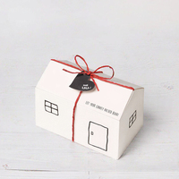 Boîte à bonbons en carton rigide réutilisable en forme de mini-maison, personnalisée, avec revêtement UV, auto-érectible, pour emballage cadeau de mariage pleine lune, pour produits de boulangerie
