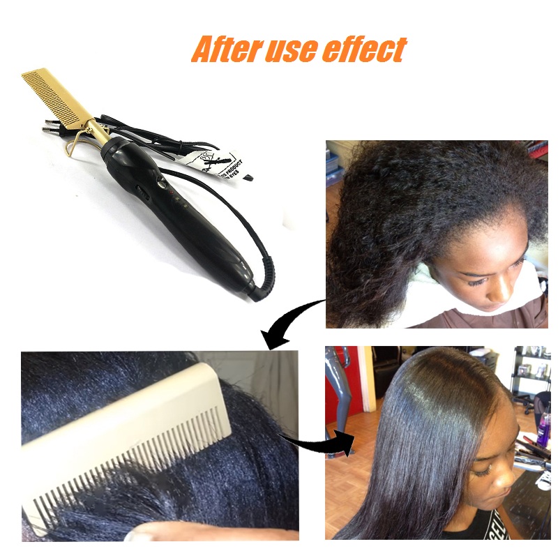 Professional copper metal Hair Straightening Comb brush Hot Electric Hair Straightener comb for hair,curling iron bling hot comb