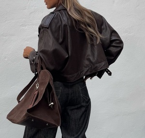 Hot Sale New Style Casual PU <strong>Leather</strong> Women's Jacket OEM <strong>Short</strong> Jacket With Long Sleeves Coat - Product Image 2