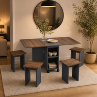Juego de Mesa de Comedor Plegable con Almacenamiento, Muebles de Comedor Compactos y Expandibles para Sala de Estar