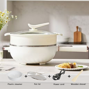 Marmite électrique multifonctionnelle 2-en-1 grande capacité antiadhésive avec couvercle en verre trempé, idéale pour la cuisson et la vapeur (usage commercial) - Product Image 2