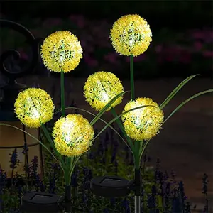 Lampe féerique imperméable à LED pour l'extérieur, jardin, cour, art déco, panneau solaire, boule de pissenlit
