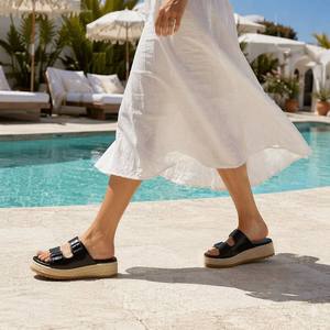 Sandalias de Plataforma con Esparto para Mujer, Diseño Personalizado con Logotipo OEM, Doble Correa Ajustable con Hebilla, Sandalias de <span class=keywords><strong>Cuña</strong></span> de PU, Calzado Casual de Playa para Verano - Product Image 3