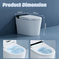 WC intelligent électrique à poser au sol avec couvercle à ouverture automatique, siège chauffant, siphon en P, télécommande, cuvette allongée et commande tactile au pied