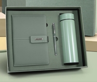 Cahier d'entreprise personnalisable coffret cadeau de luxe A5 couverture rigide Journal en cuir PU LED thermos stylo promotionnel logo personnalisé