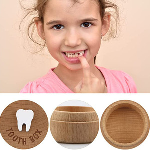 Caja de madera para dientes de bebé, redonda, de 5 cm de diámetro, para guardar dientes y cabello de bebé - Product Image 4