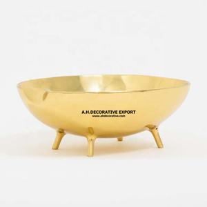 Bol en aluminium plaqué or avec base à pied Bols à salade et fruits pour restaurant Vaisselle de mariage Centre de table Bol à collation - Product Image 4