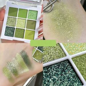 <span class=keywords><strong>Palette</strong></span> di ombretti <span class=keywords><strong>verde</strong></span> OEM/ODM <span class=keywords><strong>con</strong></span> 9 tonalità multicolore (opaco/Shimmer) in polvere completa materiali interni senza tubi - Product Image 3