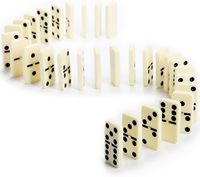 Lot de 28 jeux de société en bois double six dominos avec étui en bois durable pour joueurs de domino