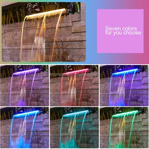 Atacado Acrílico Garden Wall Sheer Descent Fountain Water Curtain Piscina Cachoeira com luz LED
