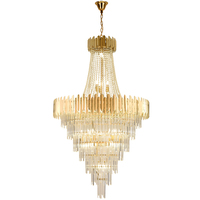 Lustre en cristal moderne doré de luxe pour hall d'hôtel, salon, escalier, plafond haut, luminaires suspendus longs