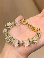 Perles de citrouille en cristal blanc avec une forte rétention de la couleur, accessoires plaqués or 18 carats par électrolyse sous vide, 14 mm, fabriquées au Brésil