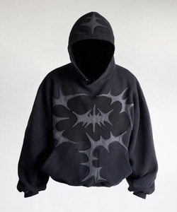 Áo hoodie chất liệu cotton dày, không dây rút, in hình, kiểu dáng vintage, may vá, phong cách đường phố, giặt acid, phai màu nắng - Product Image 6