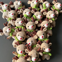 Porte-clés renne amigurumi fait main, mignon, en crochet, en coton naturel, breloque de sac, jouet en peluche rembourré, cadeau unisexe pour enfants