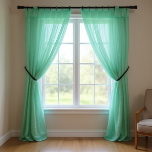 Rideau ajouré à double feuille, 2 m de haut x 2,50 m de large, motif feuillage, polyester, décoration intérieure - Product Image 2