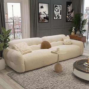 फ्रेंच क्रीम आधुनिक लक्जरी लिविंग रूम सेट छोटे अपार्टमेंट उपयुक्त सीधे क्लाउड कपड़े मेमने ऊन सरल डिजाइनर सोफा - Product Image 4