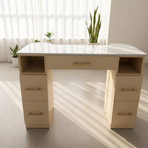 Mesa de Manicura Moderna y Elegante con Superficie de Mármol Premium, Cajones de Almacenamiento, Ecológica, para Estudios de Uñas Profesionales y Centros de Salón - Product Image 5