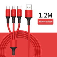 Câble de charge rapide et de transfert de données HS Macarons Drag Three trois-en-un avec connecteurs Type-C, Lightning et Micro USB, 0,5 m, silicone