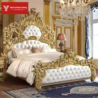 Lit de luxe Villa Noble, style français, dossier haut, lit royal pour mariage, luxe, bois massif sculpté, nouveau style classique, lit double