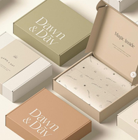 Boîte d'expédition en carton ondulé avec fermeture éclair et bande de déchirement pour e-commerce, emballage en papier kraft, logo personnalisé