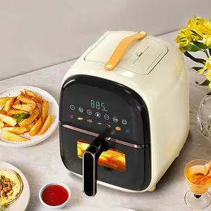 2023 New kitchen multifunction 3D water mist LED display touch screen digital air fryers with handle 3.5L/5.5L oil basket visibl